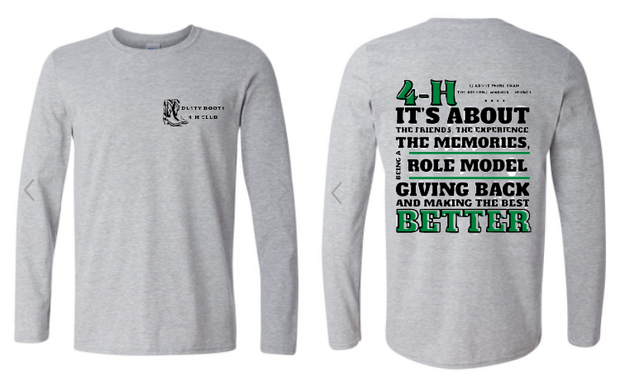 Dusty Boots 4H Long Sleeve T-Shirt Pocket Logo and Back Logo